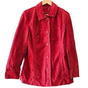 Jaclyn Smith Vintage Leather Jacket Red Fall Winter Blazer Shacket Size Large